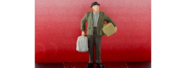 Mann mit Vogelkäfig