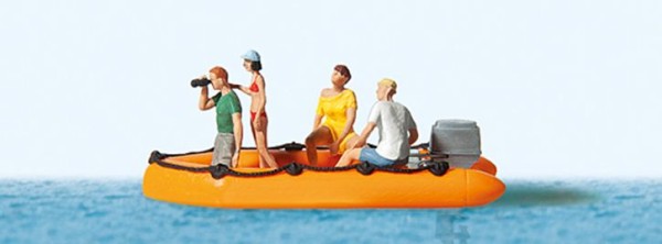 Familie im Schlauchboot