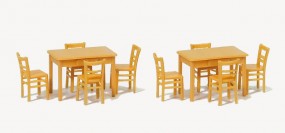 2 Tische, 8 Stühle. Materialf 2 Tische, 8 Stühle. Materialf